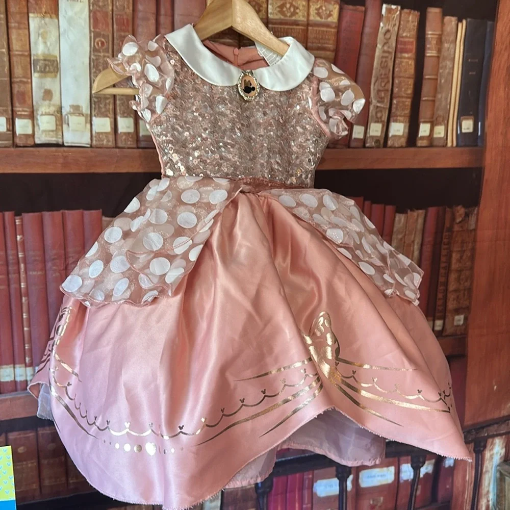 Disney Minnie Mouse Prestige Costume Dress Rose Gold XS 3T 4T - Picture 2 of 8